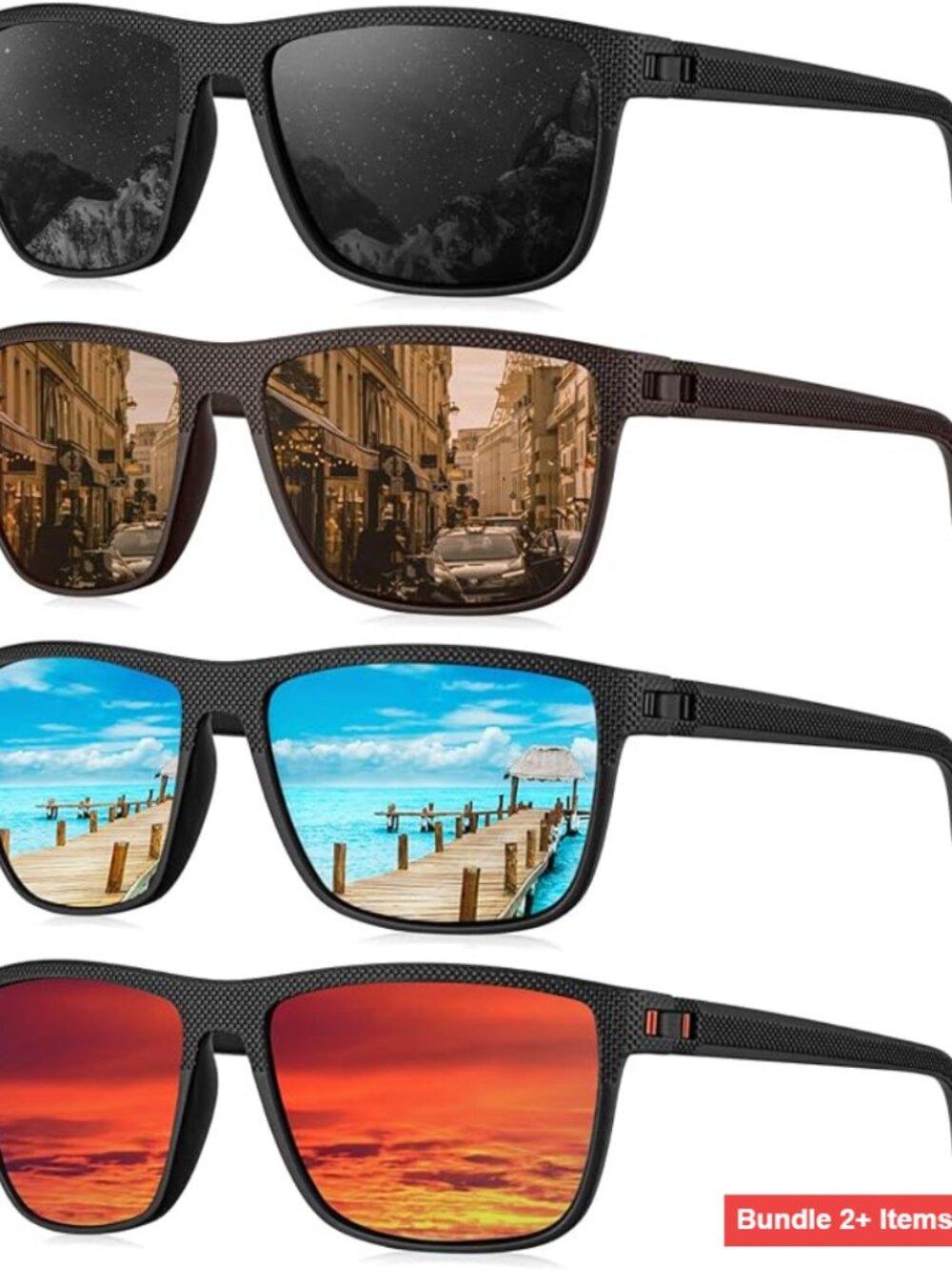 Men's Polarized Sunglasses UV400 Protection Rectangular Frame Unisex